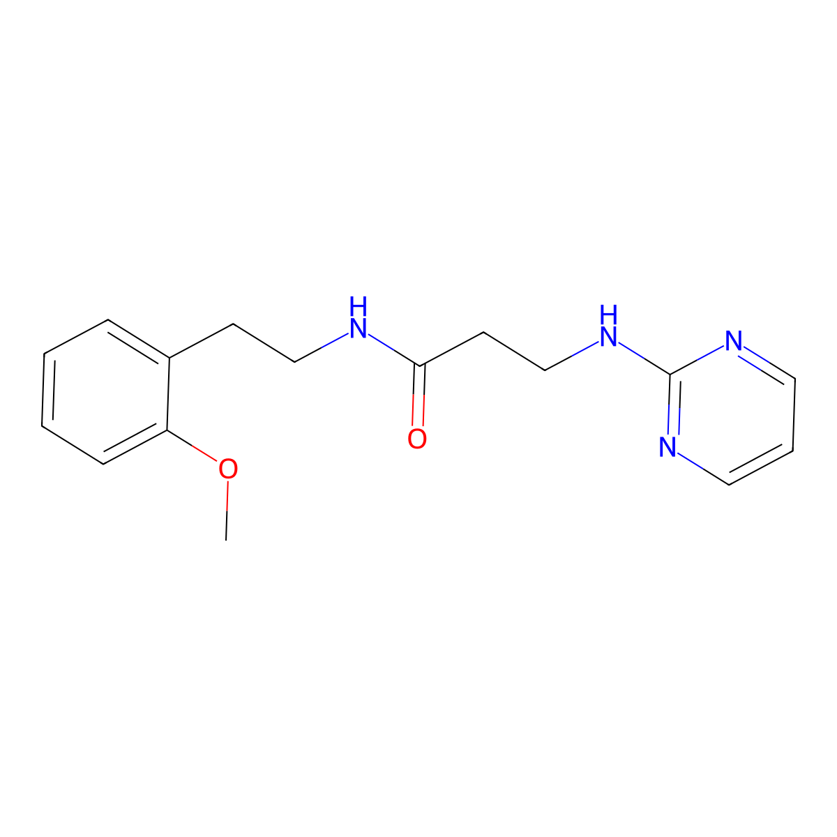 N-(2-methoxyphenethyl)-3-(2-pyrimidinylamino)propanamide molecular structure, CAS 1401586-59-1