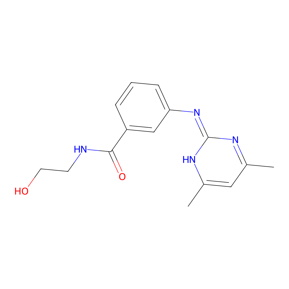 3-((4,6-dimethylpyrimidin-2-yl)amino)-N-(2-hydroxyethyl)benzamide molecular structure, CAS 1401586-81-9