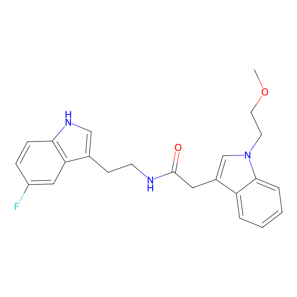 N-[2-(5-fluoro-1H-indol-3-yl)ethyl]-2-[1-(2-methoxyethyl)-1H-indol-3-yl]acetamide molecular structure, CAS 1401586-93-3