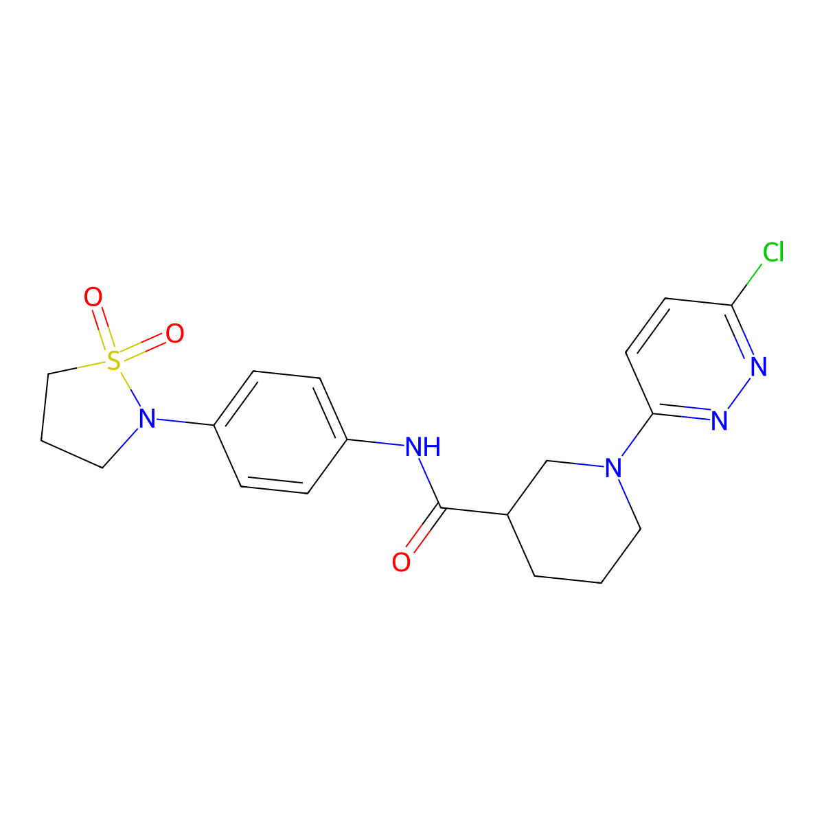 1-(6-chloropyridazin-3-yl)-N-(4-(1,1-dioxidoisothiazolidin-2-yl)phenyl)piperidine-3-carboxamide molecular structure, CAS 1401586-95-5