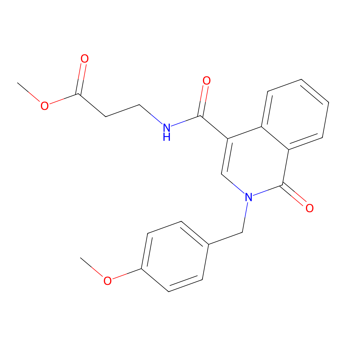 methyl N-{[2-(4-methoxybenzyl)-1-oxo-1,2-dihydroisoquinolin-4-yl]carbonyl}-beta-alaninate molecular structure, CAS 1401587-00-5