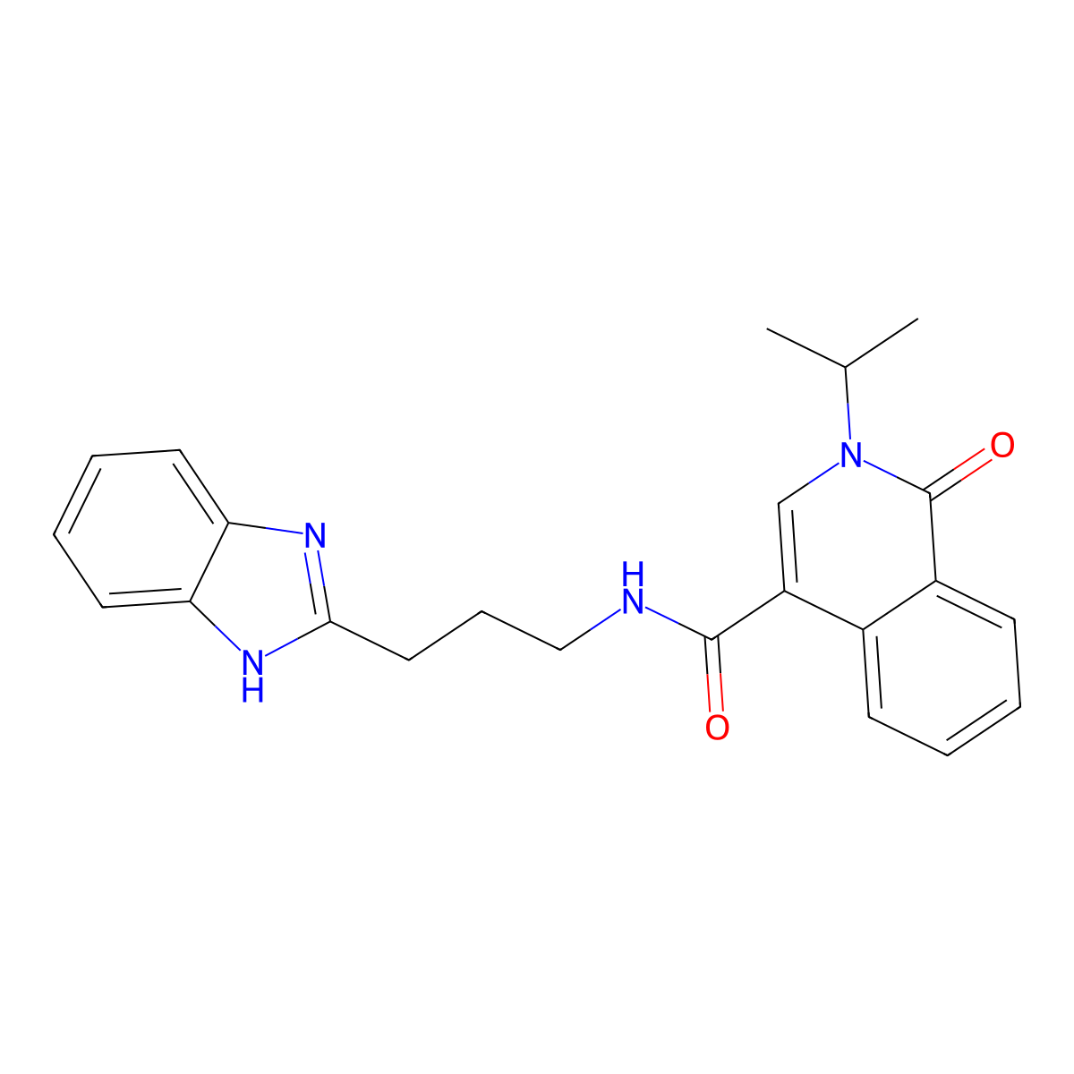 N-(3-(1H-benzo[d]imidazol-2-yl)propyl)-2-isopropyl-1-oxo-1,2-dihydroisoquinoline-4-carboxamide molecular structure, CAS 1401587-39-0
