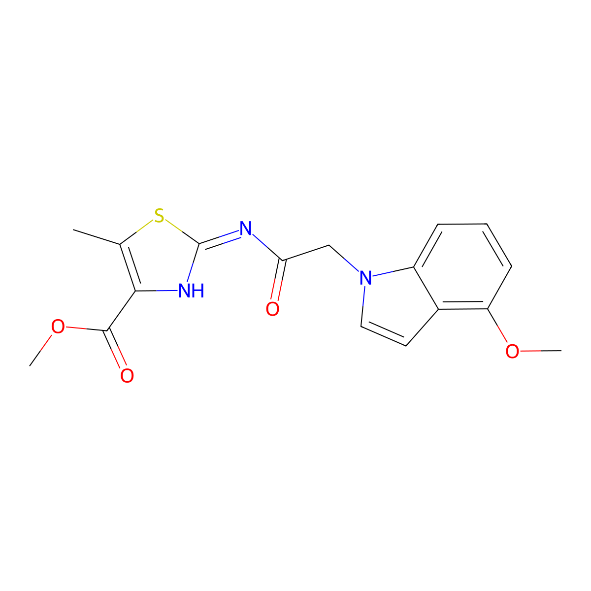 methyl 2-{[(4-methoxy-1H-indol-1-yl)acetyl]amino}-5-methyl-1,3-thiazole-4-carboxylate molecular structure, CAS 1401587-40-3