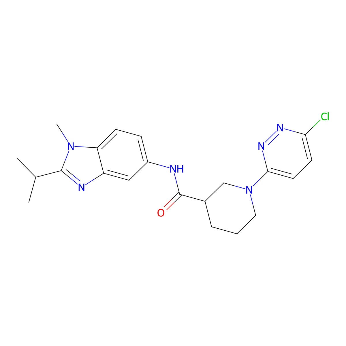 1-(6-chloropyridazin-3-yl)-N-(2-isopropyl-1-methyl-1H-benzo[d]imidazol-5-yl)piperidine-3-carboxamide molecular structure, CAS 1401587-42-5