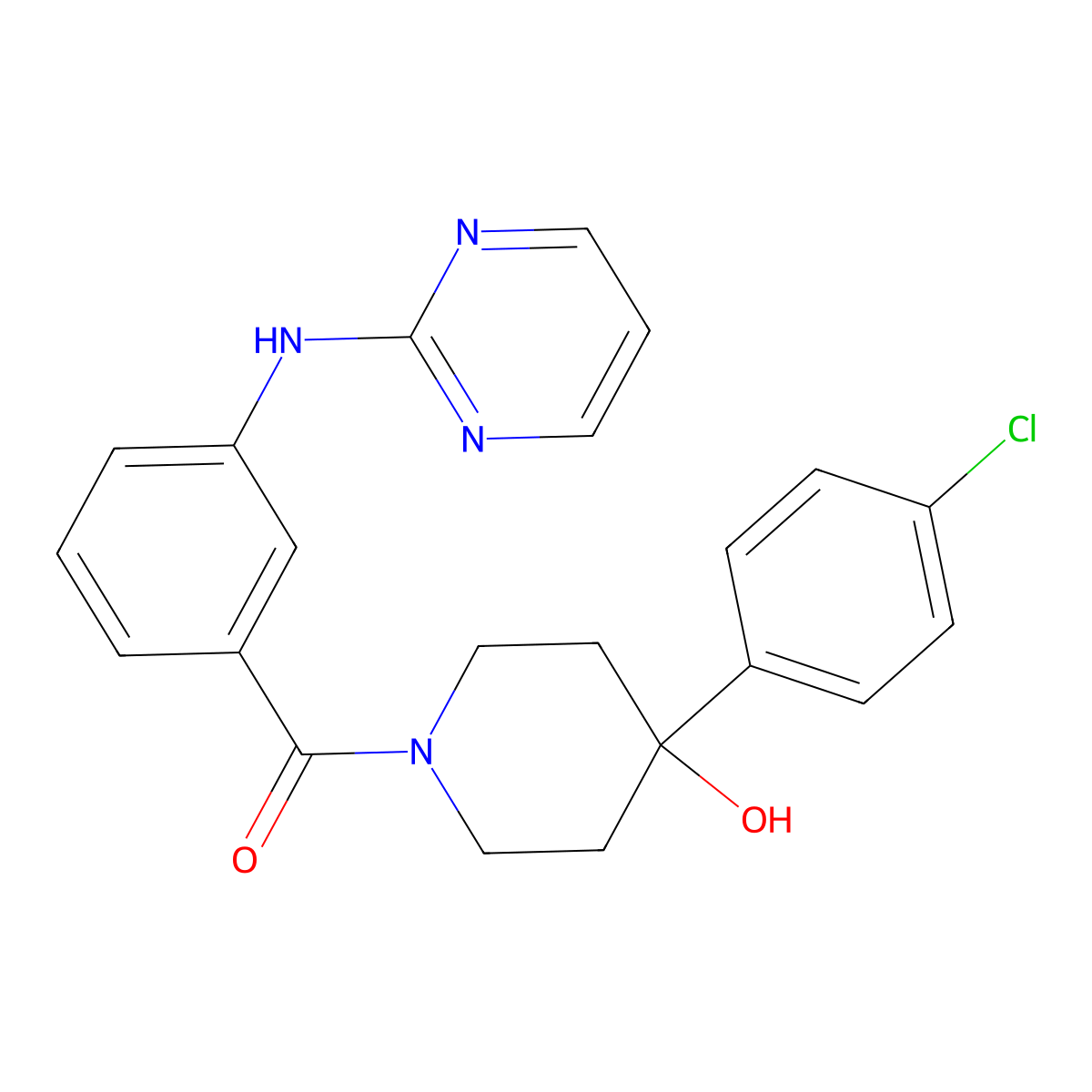 [4-(4-Chlorophenyl)-4-hydroxypiperidino][3-(2-pyrimidinylamino)phenyl]methanone molecular structure, CAS 1401587-48-1