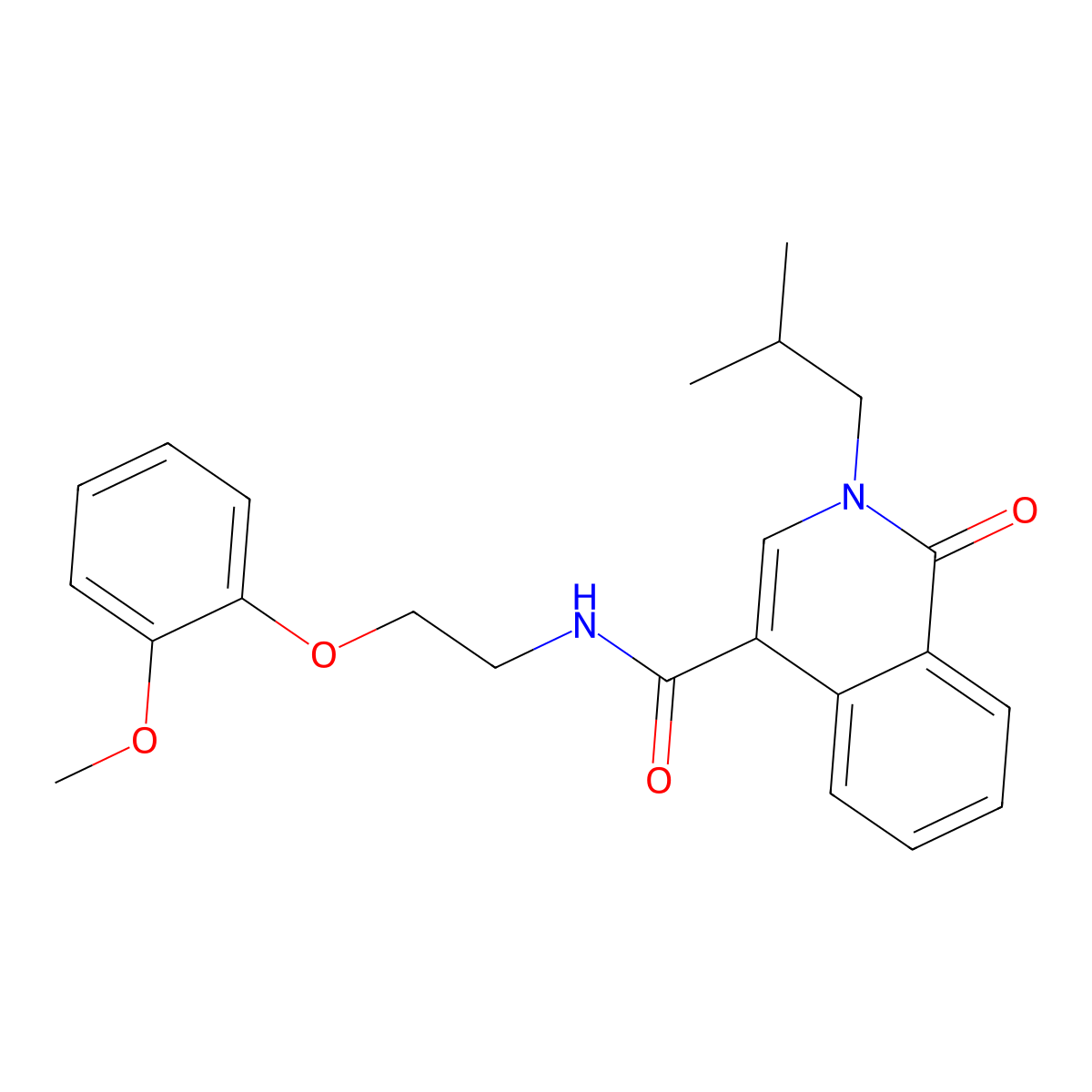 2-isobutyl-N-[2-(2-methoxyphenoxy)ethyl]-1-oxo-1,2-dihydro-4-isoquinolinecarboxamide molecular structure, CAS 1401587-50-5