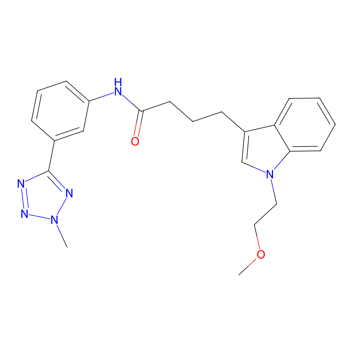 4-[1-(2-methoxyethyl)-1H-indol-3-yl]-N-[3-(2-methyl-2H-tetrazol-5-yl)phenyl]butanamide molecular structure, CAS 1401587-54-9