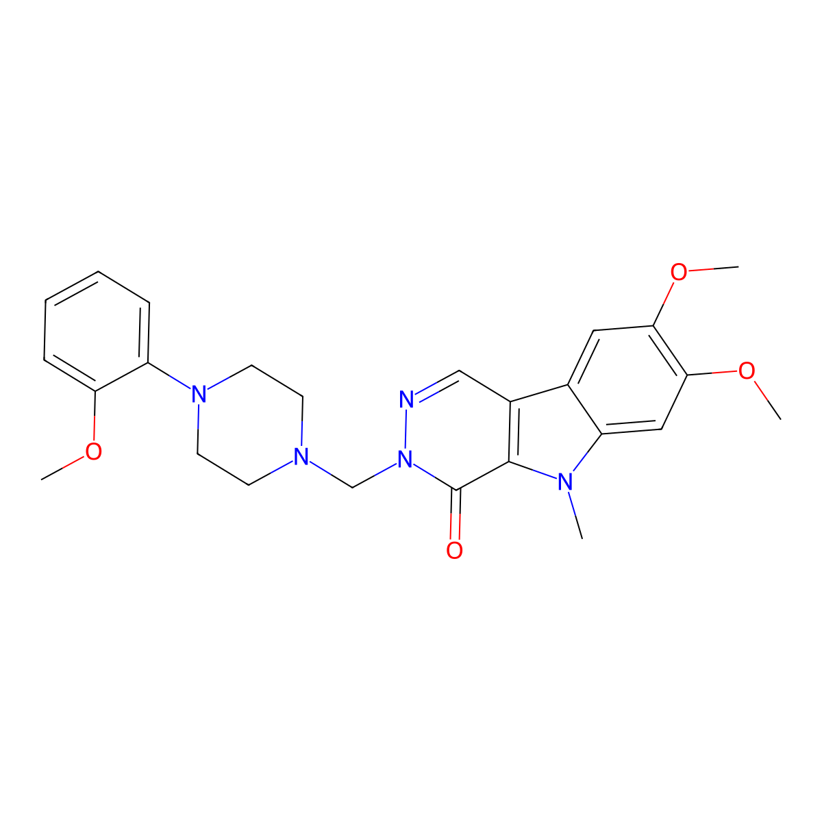7,8-dimethoxy-3-{[4-(2-methoxyphenyl)piperazin-1-yl]methyl}-5-methyl-3,5-dihydro-4H-pyridazino[4,5-b]indol-4-one molecular structure, CAS 1401587-64-1