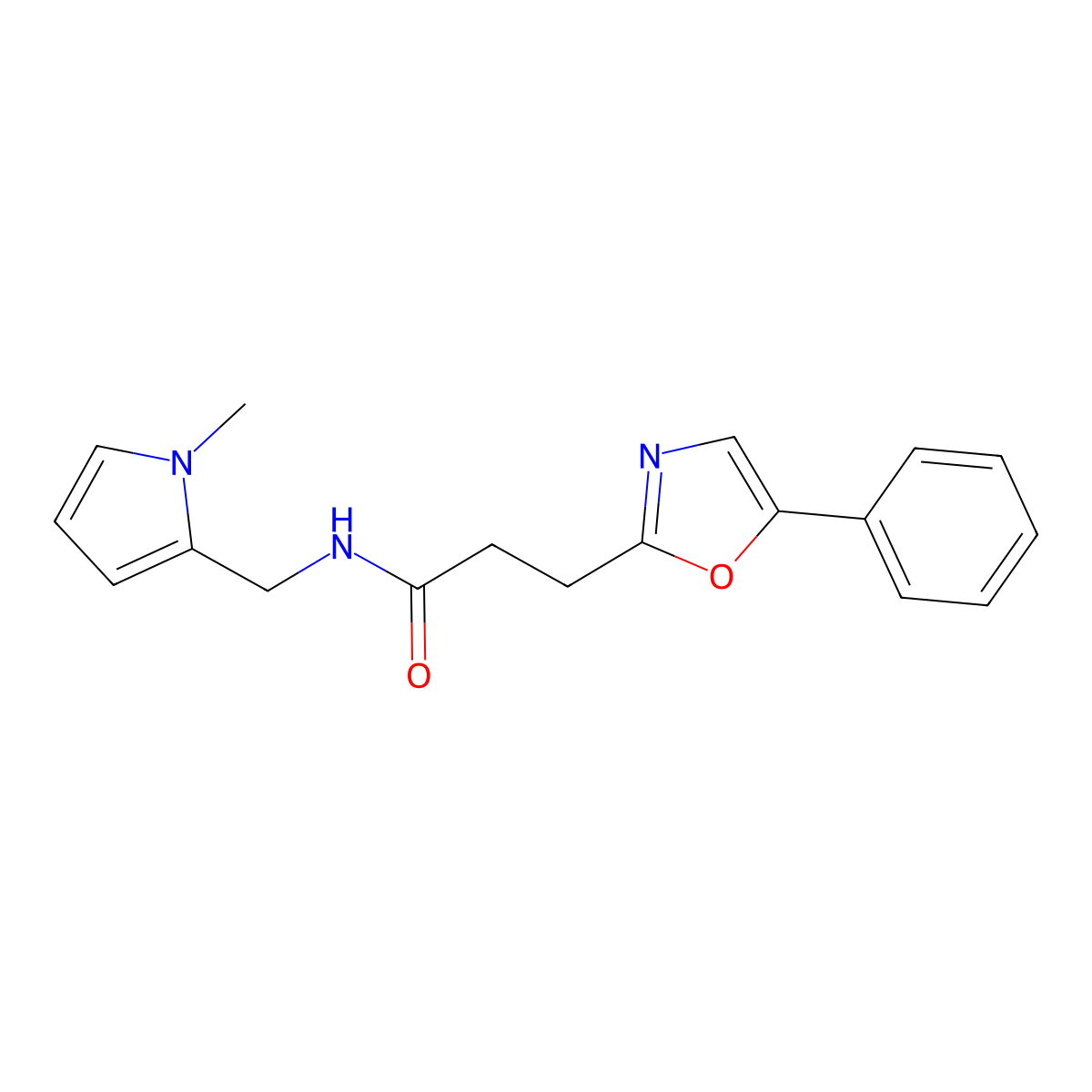 N-[(1-methyl-1H-pyrrol-2-yl)methyl]-3-(5-phenyl-1,3-oxazol-2-yl)propanamide molecular structure, CAS 1401587-66-3