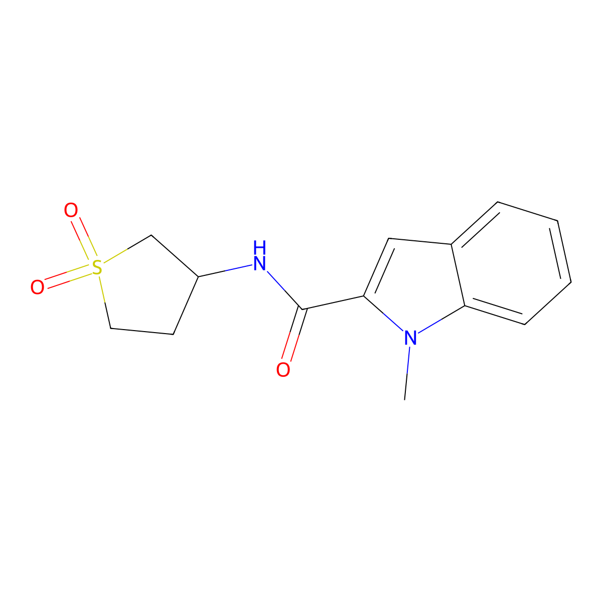 N-(1,1-dioxidotetrahydrothiophen-3-yl)-1-methyl-1H-indole-2-carboxamide molecular structure, CAS 1401587-82-3
