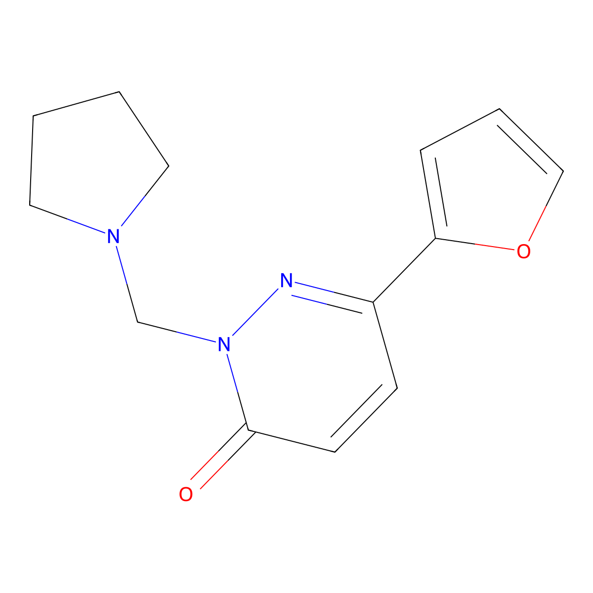 6-(furan-2-yl)-2-(pyrrolidin-1-ylmethyl)pyridazin-3(2H)-one molecular structure, CAS 1401587-93-6