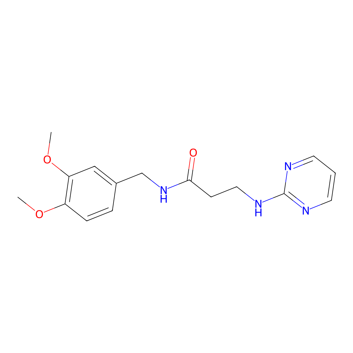 N-(3,4-dimethoxybenzyl)-3-(2-pyrimidinylamino)propanamide molecular structure, CAS 1401588-08-6