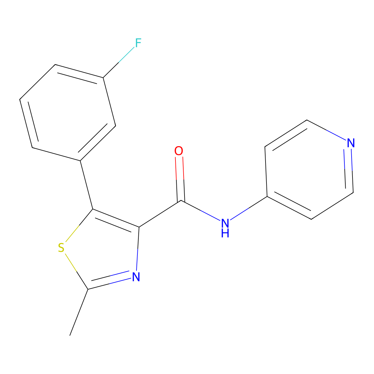 5-(3-fluorophenyl)-2-methyl-N-(pyridin-4-yl)thiazole-4-carboxamide molecular structure, CAS 1401588-09-7