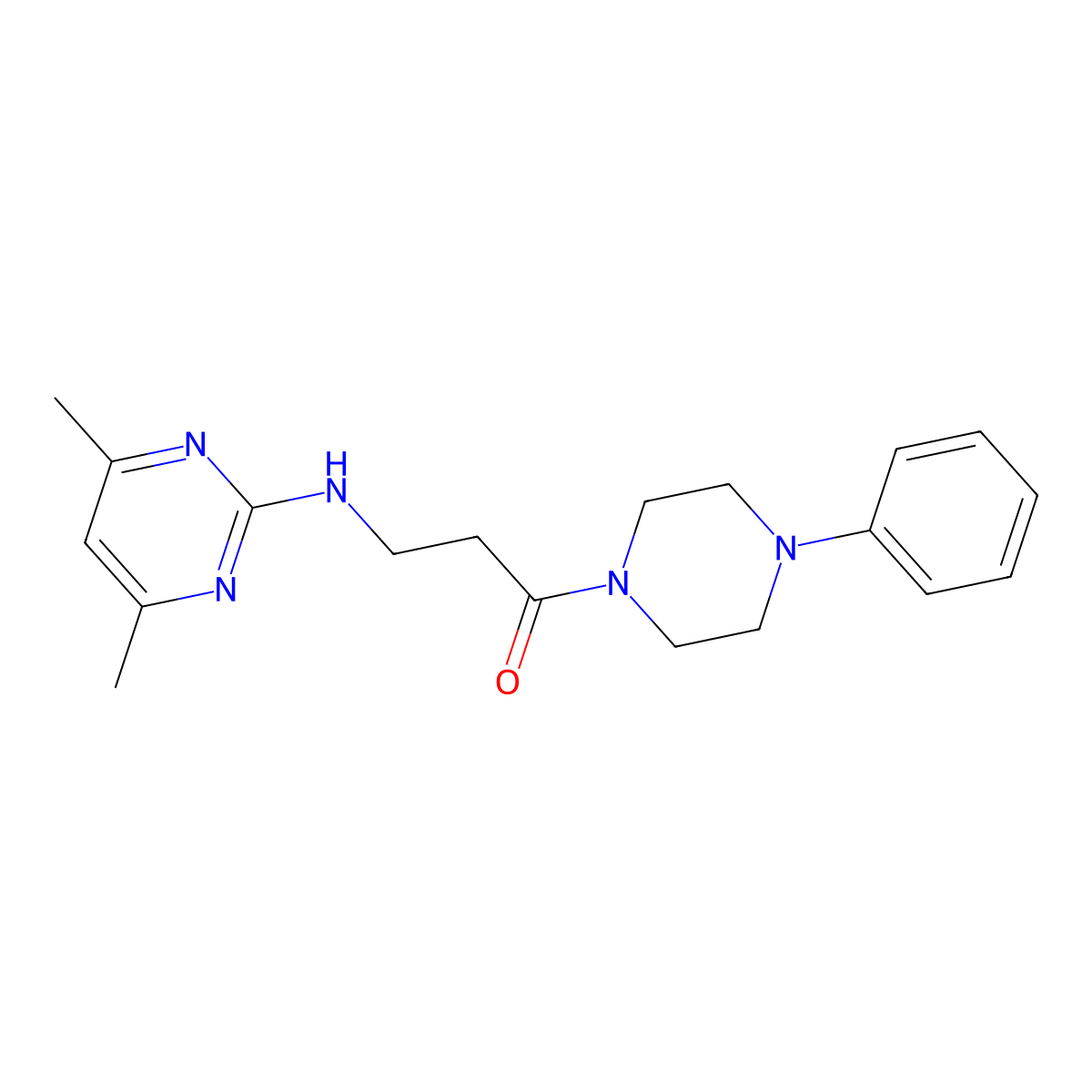 3-[(4,6-Dimethyl-2-pyrimidinyl)amino]-1-(4-phenylpiperazino)-1-propanone molecular structure, CAS 1401588-13-3