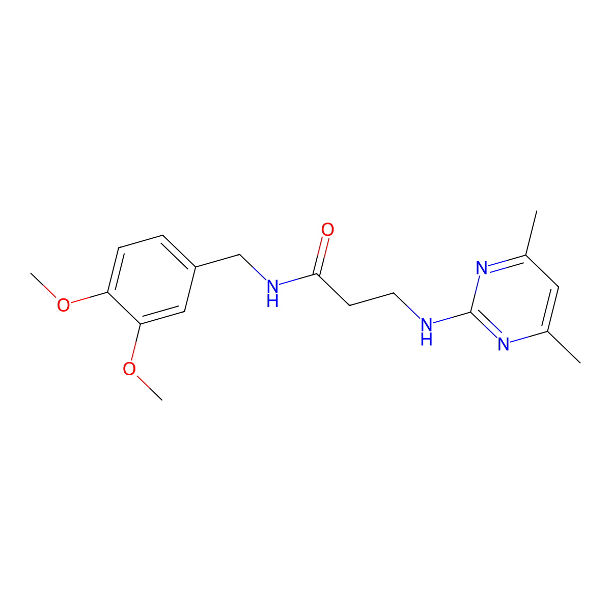 N-(3,4-dimethoxybenzyl)-3-[(4,6-dimethyl-2-pyrimidinyl)amino]propanamide molecular structure, CAS 1401588-22-4
