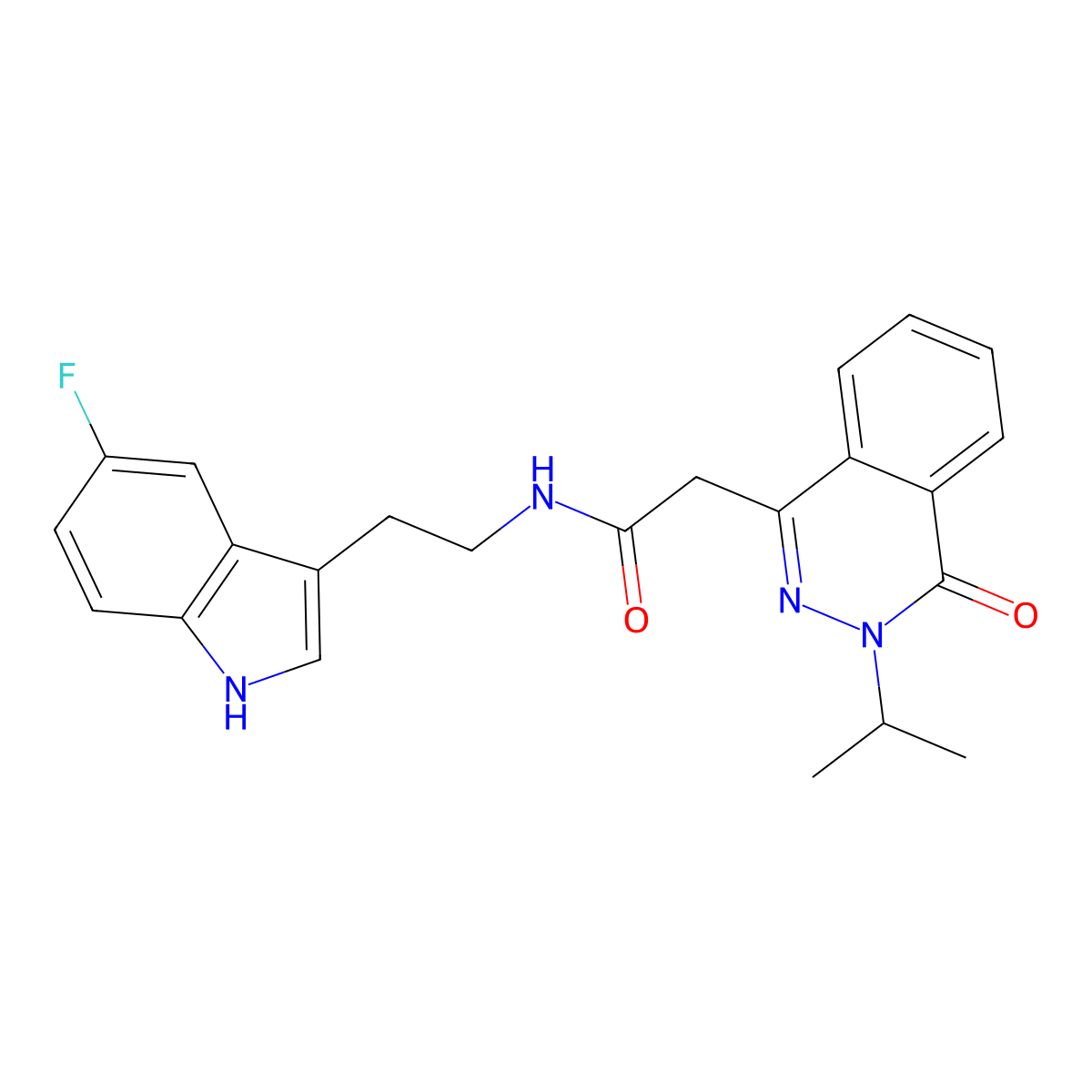 N-[2-(5-fluoro-1H-indol-3-yl)ethyl]-2-[4-oxo-3-(propan-2-yl)-3,4-dihydrophthalazin-1-yl]acetamide molecular structure, CAS 1401588-40-6