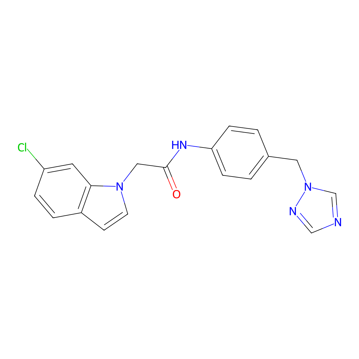 2-(6-chloro-1H-indol-1-yl)-N-[4-(1H-1,2,4-triazol-1-ylmethyl)phenyl]acetamide molecular structure, CAS 1401588-59-7