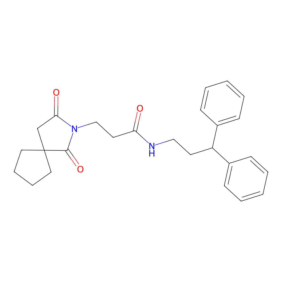 3-(1,3-dioxo-2-azaspiro[4.4]non-2-yl)-N-(3,3-diphenylpropyl)propanamide molecular structure, CAS 1401588-64-4