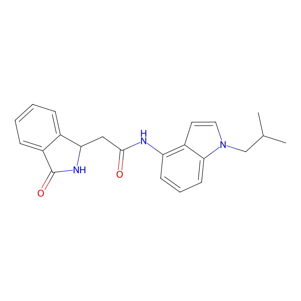 N-[1-(2-methylpropyl)-1H-indol-4-yl]-2-(3-oxo-2,3-dihydro-1H-isoindol-1-yl)acetamide molecular structure, CAS 1401588-66-6