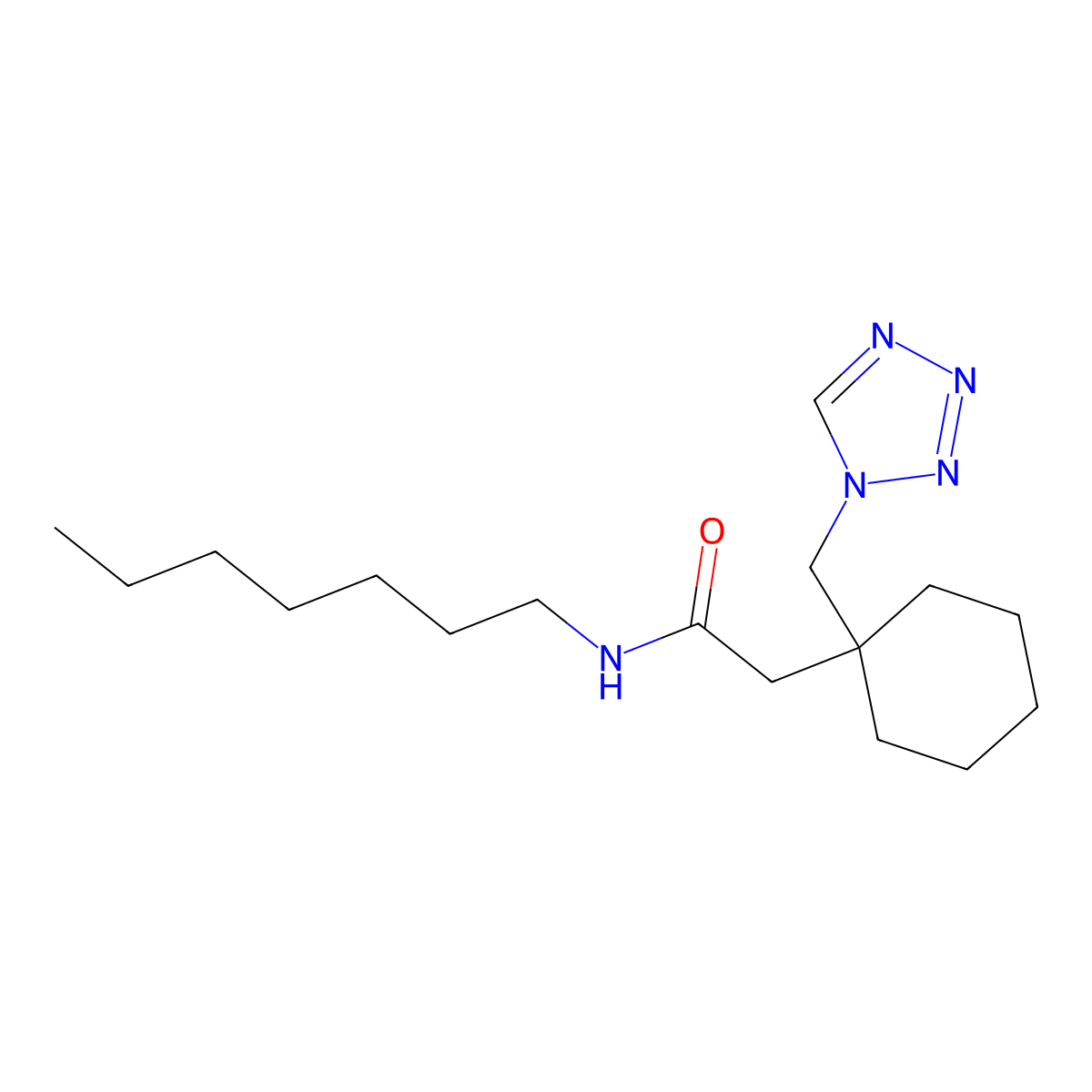 N-heptyl-2-[1-(1H-tetrazol-1-ylmethyl)cyclohexyl]acetamide molecular structure, CAS 1401589-05-6