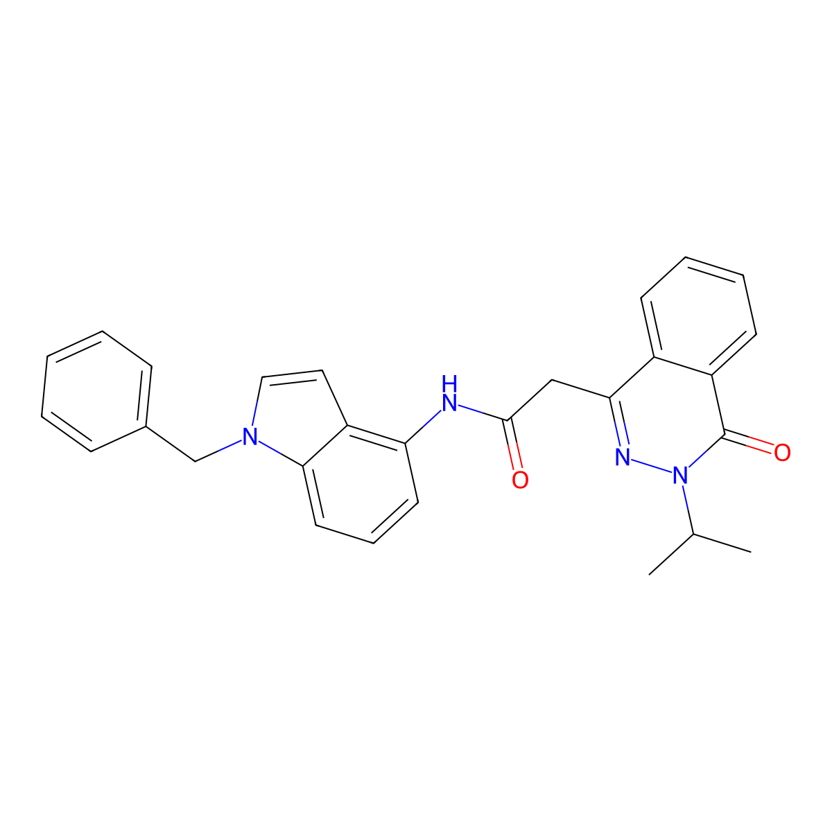N-(1-benzyl-1H-indol-4-yl)-2-[4-oxo-3-(propan-2-yl)-3,4-dihydrophthalazin-1-yl]acetamide molecular structure, CAS 1401589-14-7