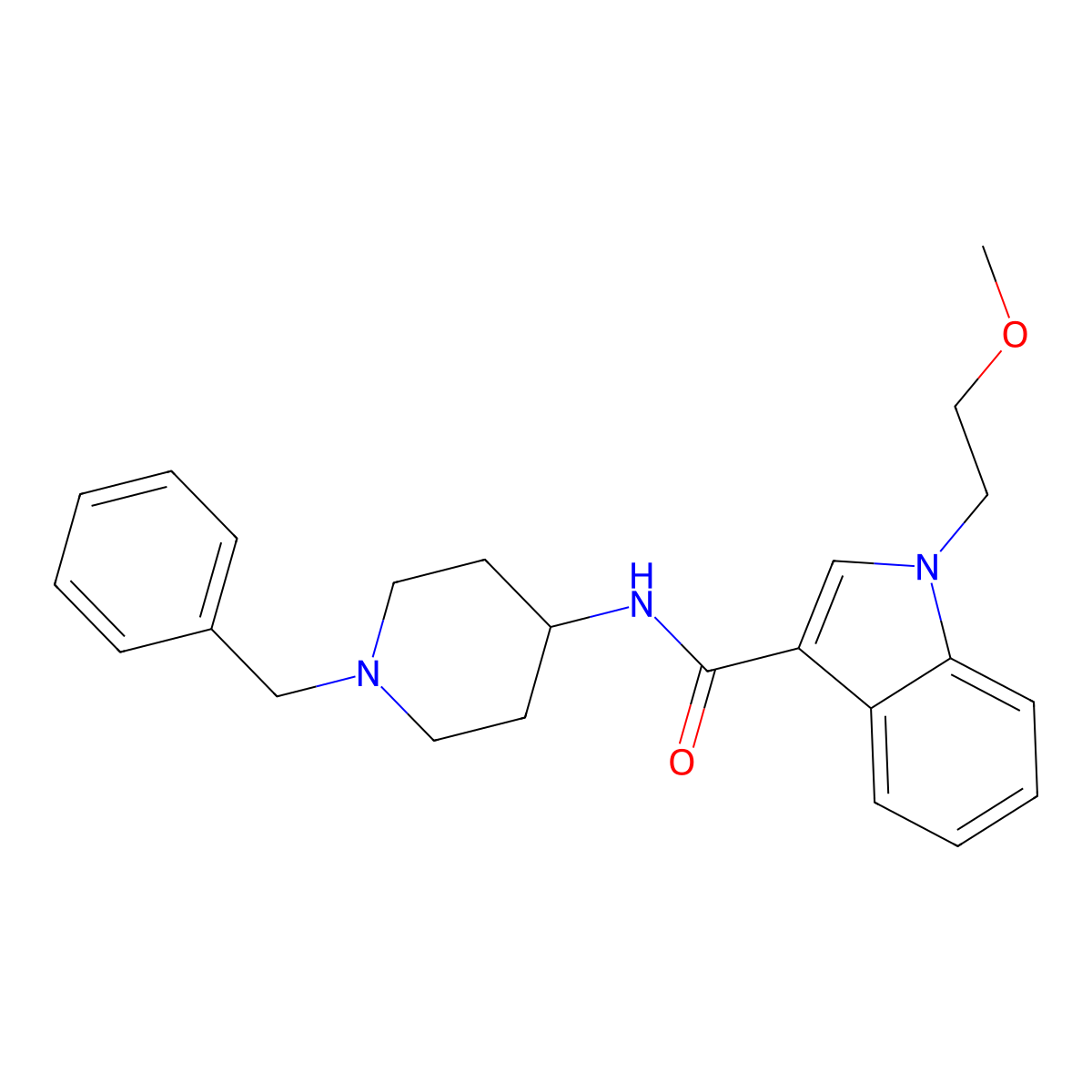 N-(1-benzylpiperidin-4-yl)-1-(2-methoxyethyl)-1H-indole-3-carboxamide molecular structure, CAS 1401589-24-9