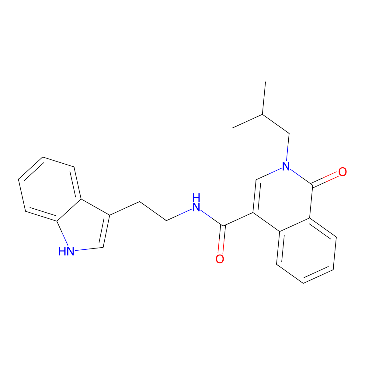 N~4~-[2-(1H-indol-3-yl)ethyl]-2-isobutyl-1-oxo-1,2-dihydro-4-isoquinolinecarboxamide molecular structure, CAS 1401589-27-2