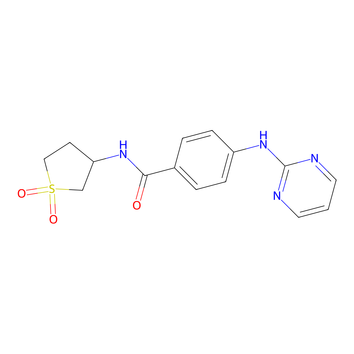 N-(1,1-dioxidotetrahydrothiophen-3-yl)-4-(pyrimidin-2-ylamino)benzamide molecular structure, CAS 1401589-31-8