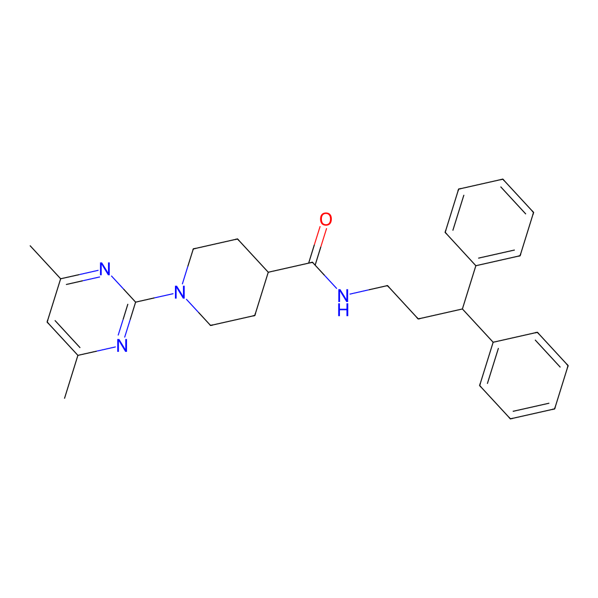 1-(4,6-dimethylpyrimidin-2-yl)-N-(3,3-diphenylpropyl)piperidine-4-carboxamide molecular structure, CAS 1401589-37-4