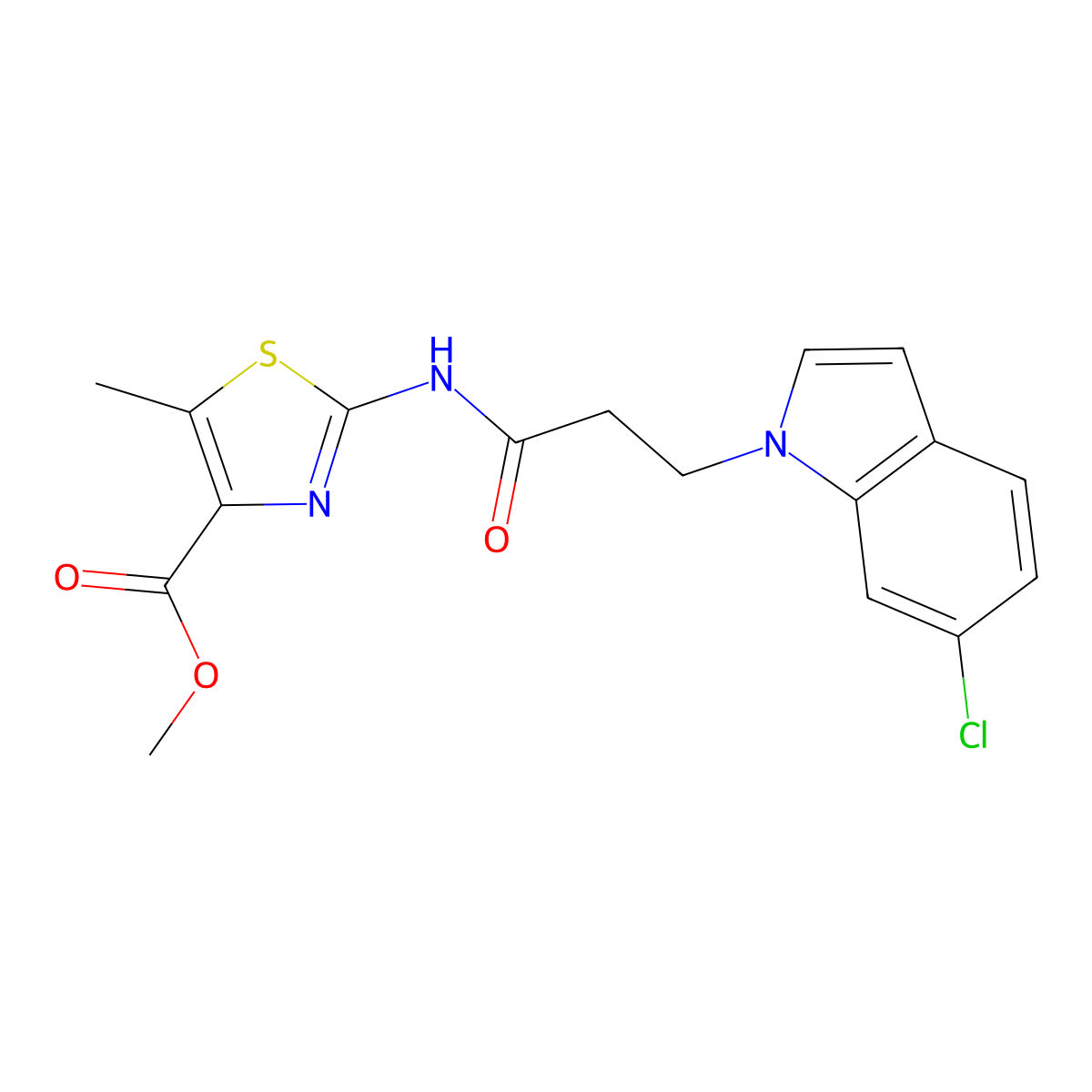 methyl (2Z)-2-{[3-(6-chloro-1H-indol-1-yl)propanoyl]imino}-5-methyl-2,3-dihydro-1,3-thiazole-4-carboxylate molecular structure, CAS 1401589-40-9