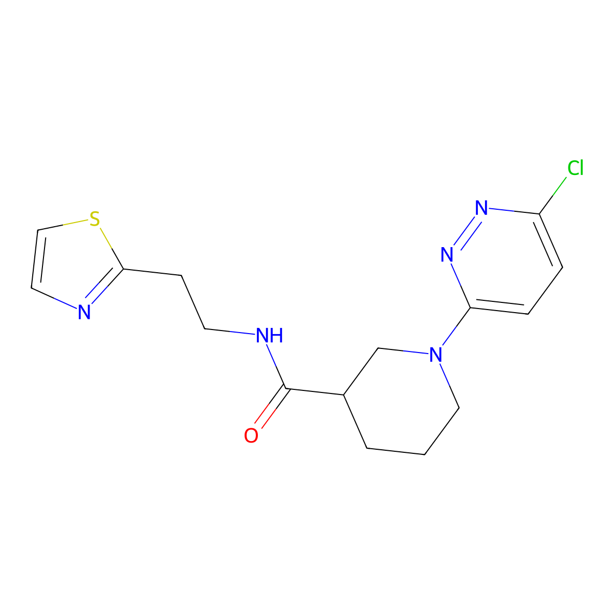 1-(6-chloropyridazin-3-yl)-N-(2-(thiazol-2-yl)ethyl)piperidine-3-carboxamide molecular structure, CAS 1401589-65-8