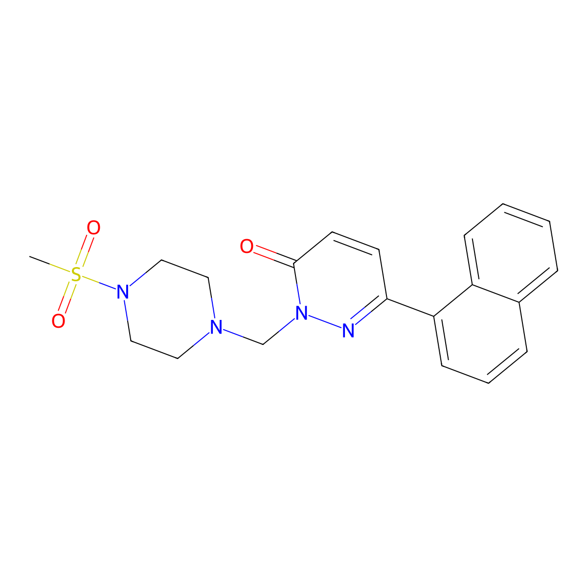 2-{[4-(methylsulfonyl)piperazin-1-yl]methyl}-6-(naphthalen-1-yl)pyridazin-3(2H)-one molecular structure, CAS 1401589-71-6