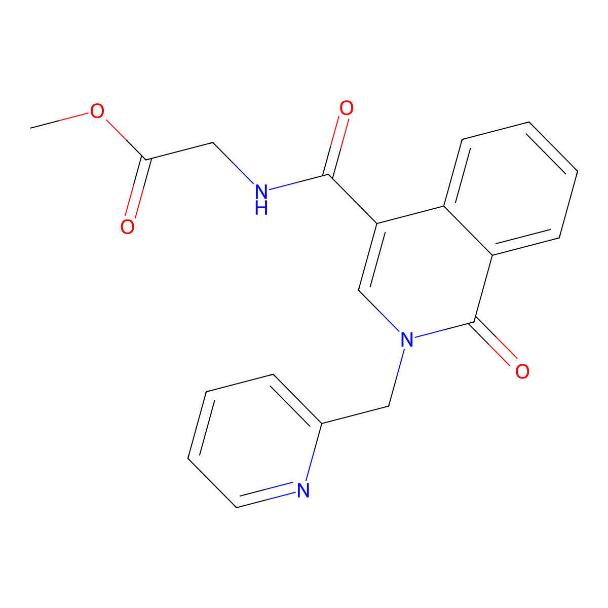 methyl N-{[1-oxo-2-(pyridin-2-ylmethyl)-1,2-dihydroisoquinolin-4-yl]carbonyl}glycinate molecular structure, CAS 1401589-80-7