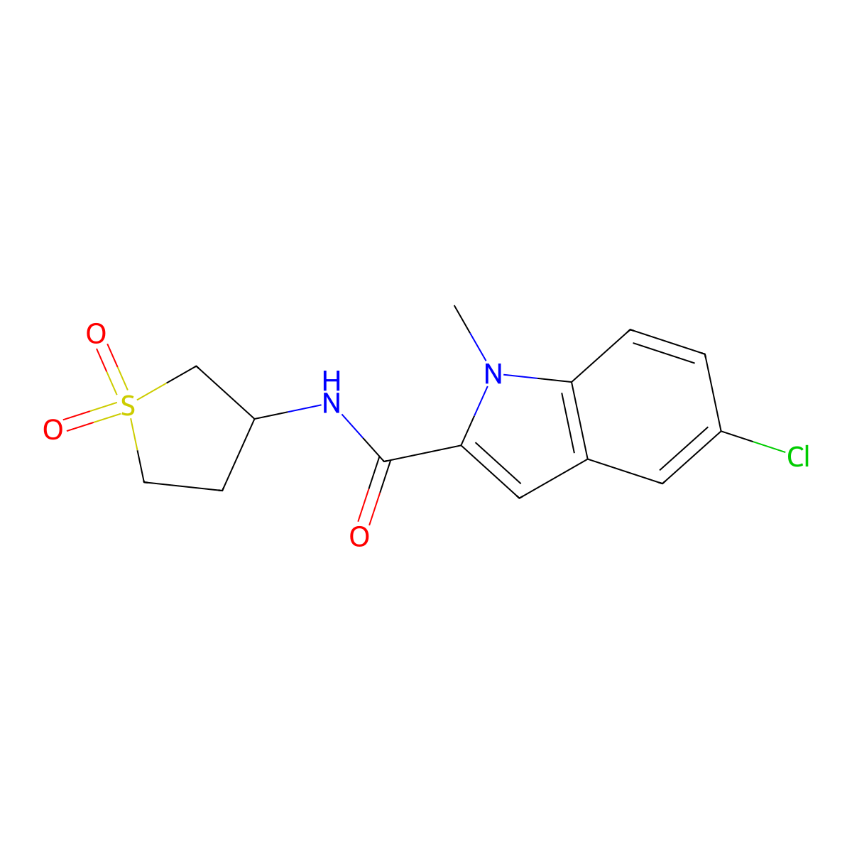 5-chloro-N-(1,1-dioxidotetrahydrothiophen-3-yl)-1-methyl-1H-indole-2-carboxamide molecular structure, CAS 1401589-96-5