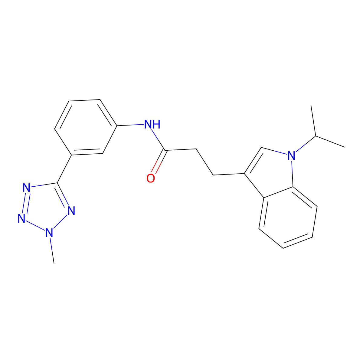 N-[3-(2-methyl-2H-tetrazol-5-yl)phenyl]-3-[1-(propan-2-yl)-1H-indol-3-yl]propanamide molecular structure, CAS 1401589-97-6