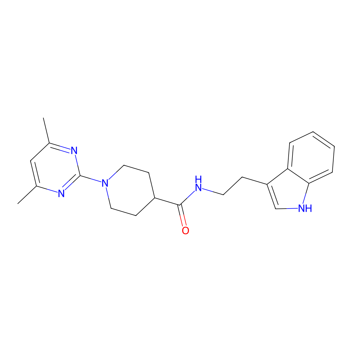 1-(4,6-dimethylpyrimidin-2-yl)-N-[2-(1H-indol-3-yl)ethyl]piperidine-4-carboxamide molecular structure, CAS 1401589-99-8