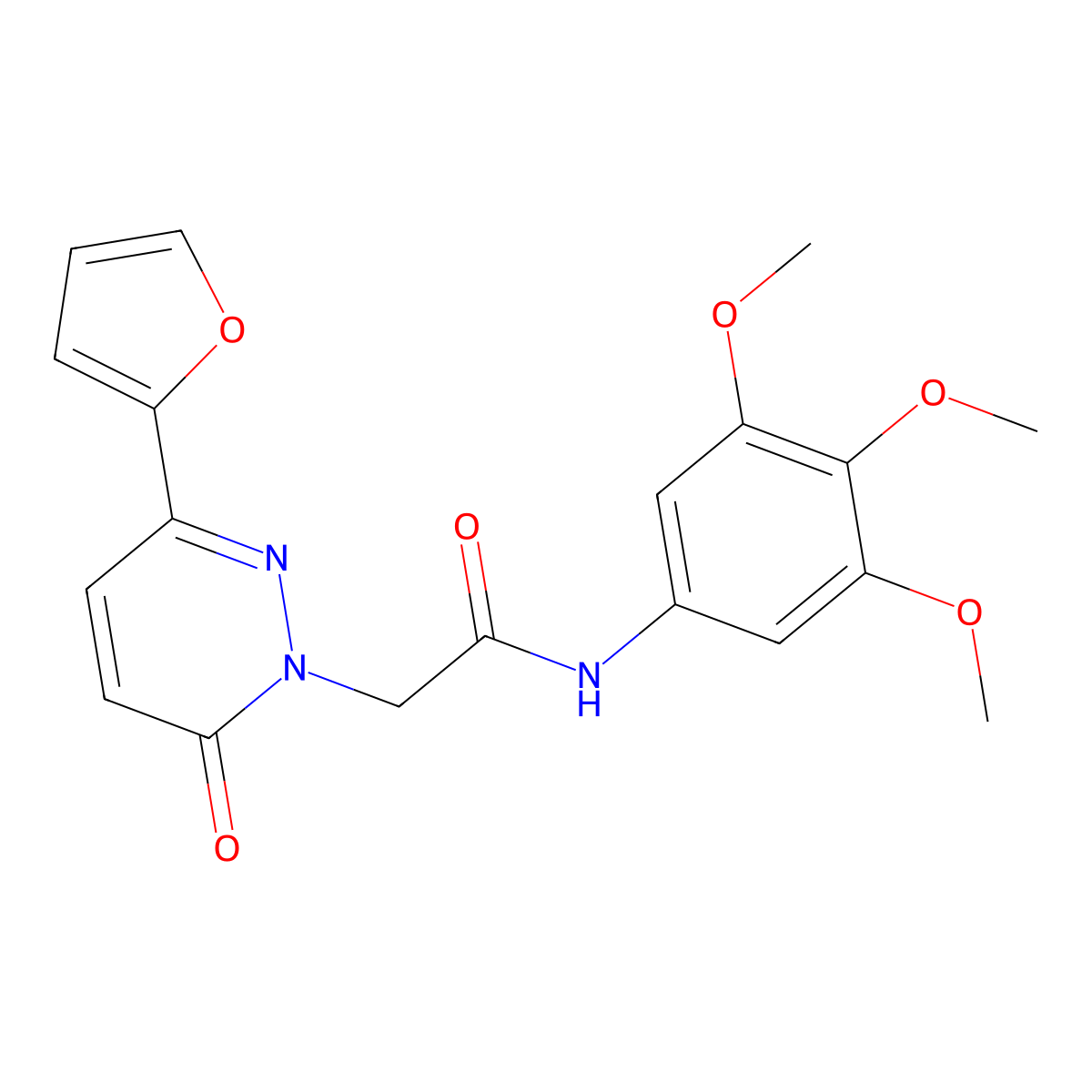 2-(3-(furan-2-yl)-6-oxopyridazin-1(6H)-yl)-N-(3,4,5-trimethoxyphenyl)acetamide molecular structure, CAS 1401590-00-8