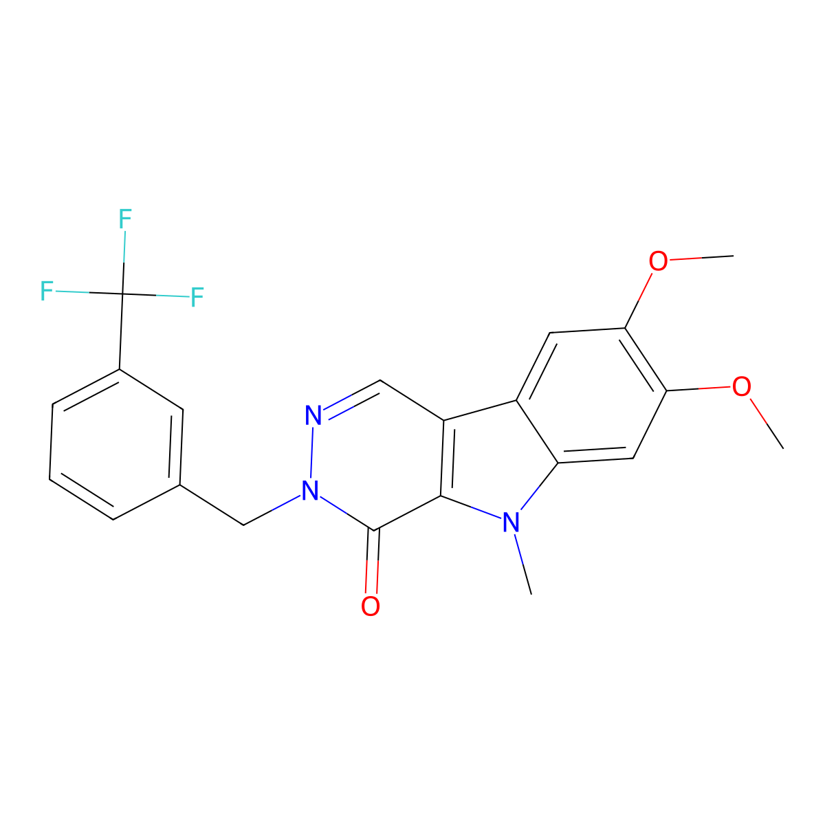 7,8-dimethoxy-5-methyl-3-[3-(trifluoromethyl)benzyl]-3,5-dihydro-4H-pyridazino[4,5-b]indol-4-one molecular structure, CAS 1401590-04-2