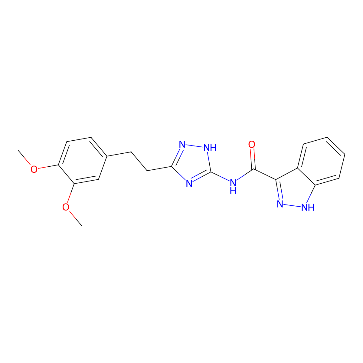 N-{3-[2-(3,4-dimethoxyphenyl)ethyl]-1H-1,2,4-triazol-5-yl}-1H-indazole-3-carboxamide molecular structure, CAS 1401590-26-8
