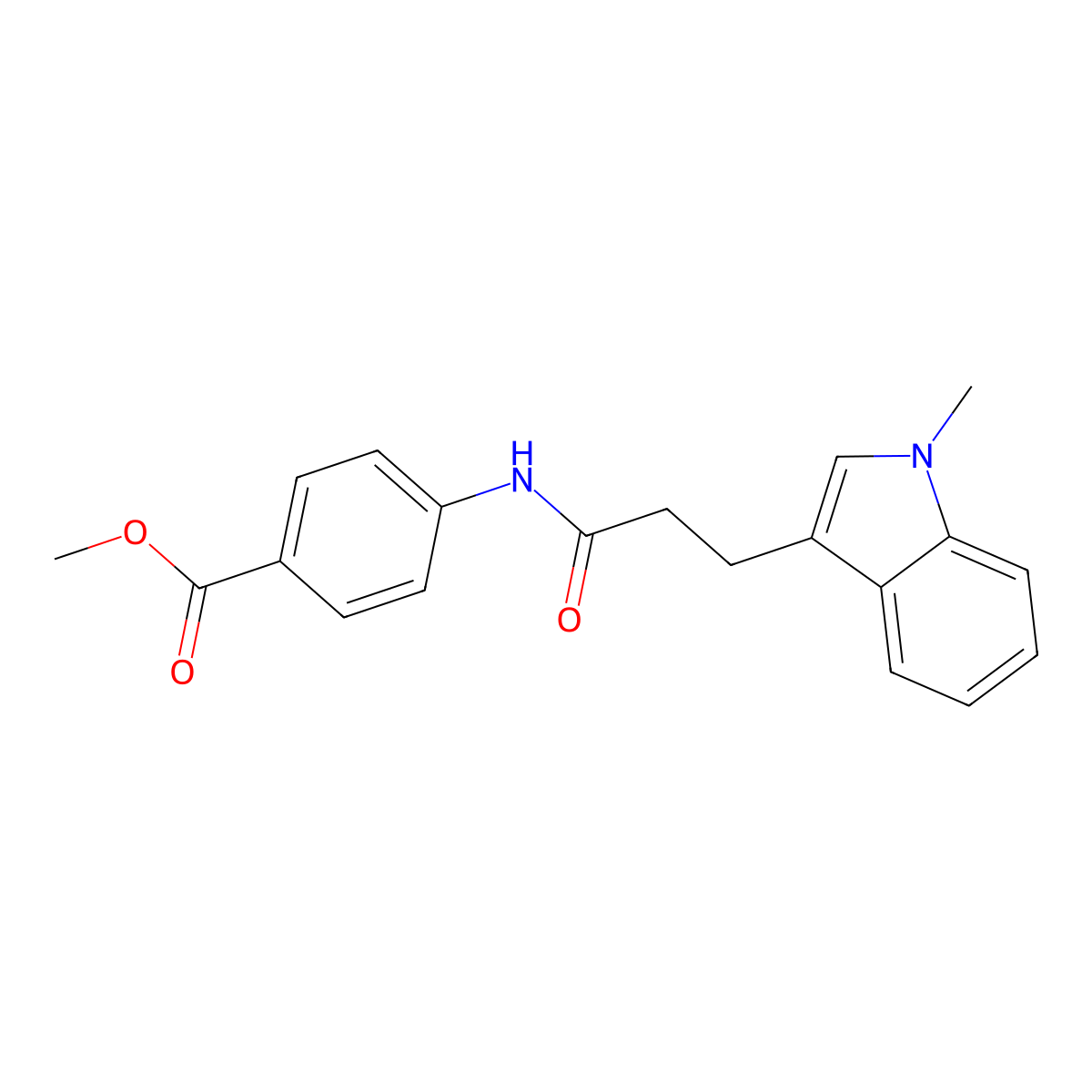 methyl 4-{[3-(1-methyl-1H-indol-3-yl)propanoyl]amino}benzoate molecular structure, CAS 1401590-32-6