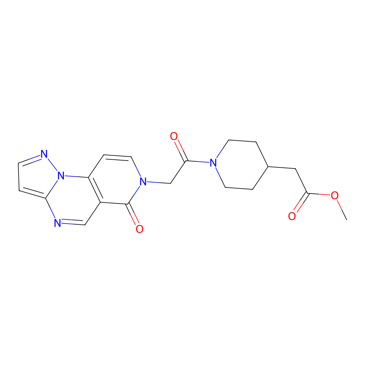 methyl {1-[(6-oxopyrazolo[1,5-a]pyrido[3,4-e]pyrimidin-7(6H)-yl)acetyl]piperidin-4-yl}acetate molecular structure, CAS 1401590-37-1