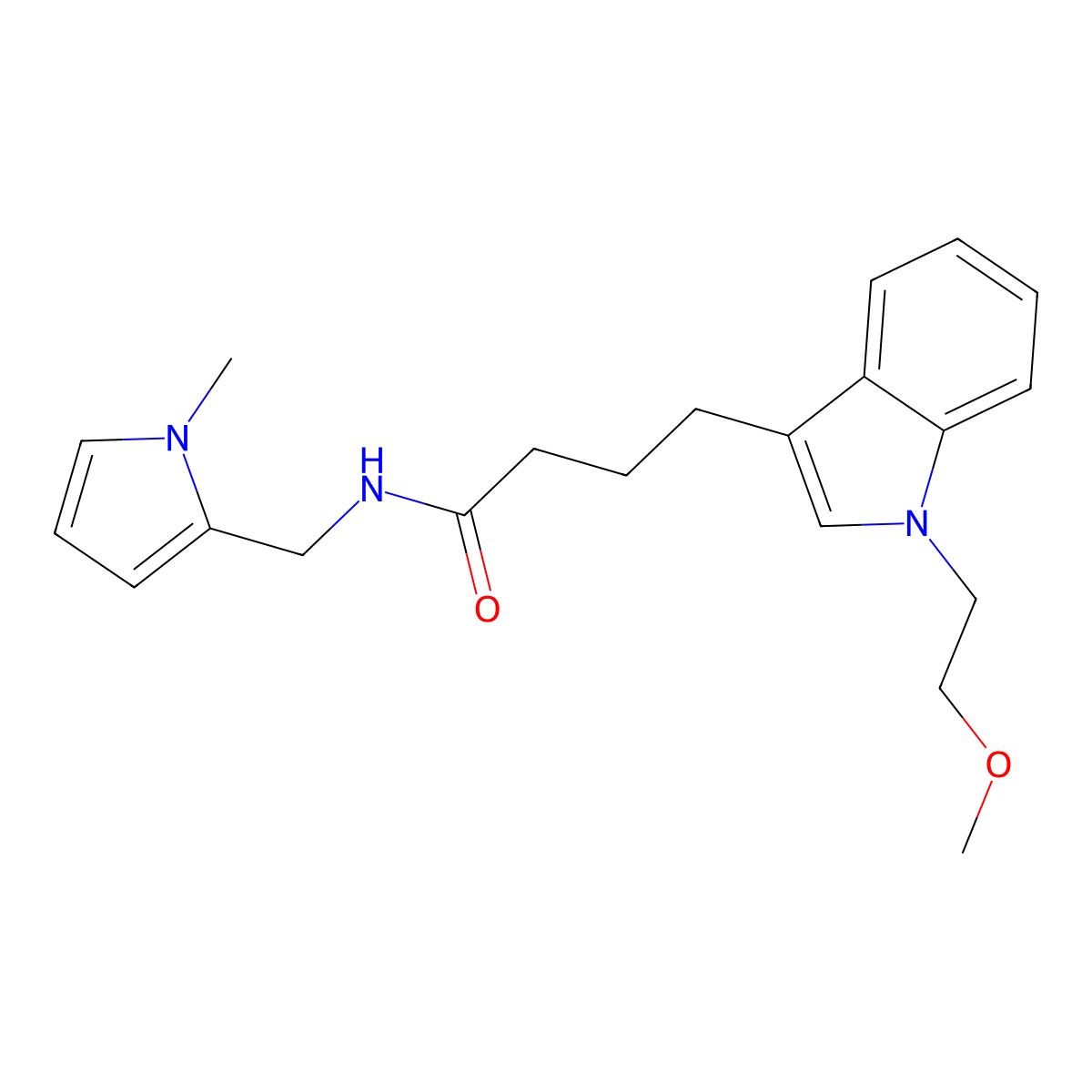 4-[1-(2-methoxyethyl)-1H-indol-3-yl]-N-[(1-methyl-1H-pyrrol-2-yl)methyl]butanamide molecular structure, CAS 1401590-46-2