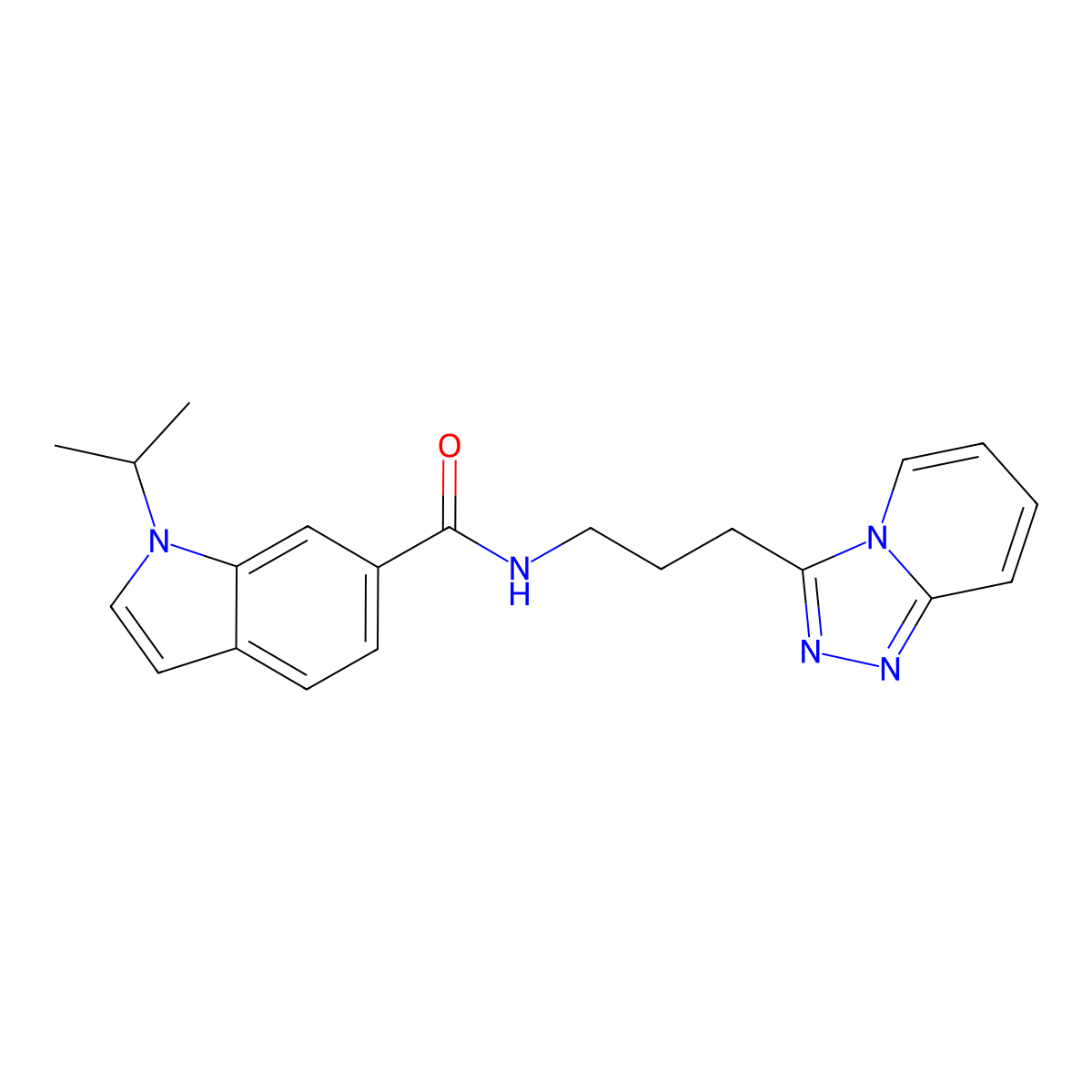 N-(3-([1,2,4]triazolo[4,3-a]pyridin-3-yl)propyl)-1-isopropyl-1H-indole-6-carboxamide molecular structure, CAS 1401590-49-5