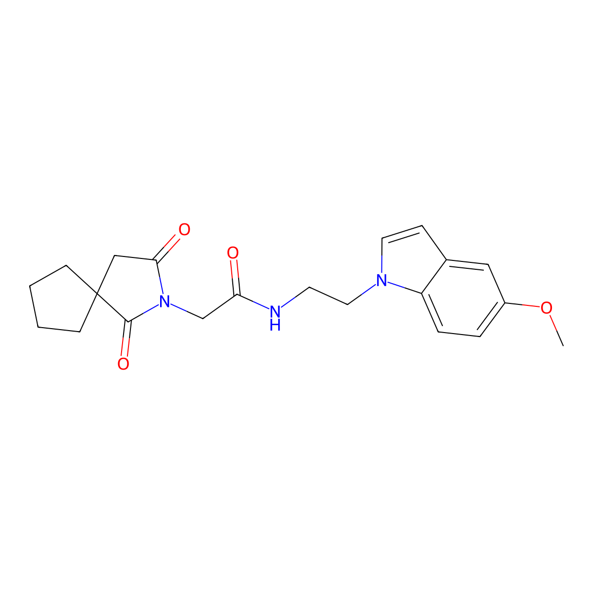 2-(1,3-dioxo-2-azaspiro[4.4]non-2-yl)-N-[2-(5-methoxy-1H-indol-1-yl)ethyl]acetamide molecular structure, CAS 1401590-54-2