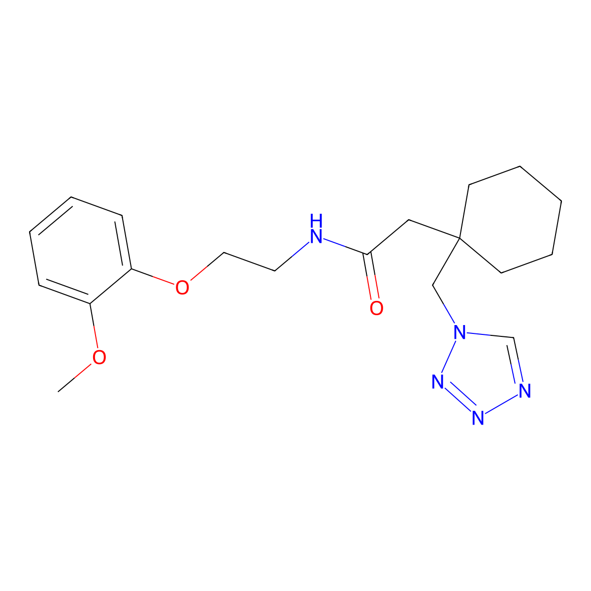 N-[2-(2-methoxyphenoxy)ethyl]-2-[1-(1H-1,2,3,4-tetraazol-1-ylmethyl)cyclohexyl]acetamide molecular structure, CAS 1401590-56-4