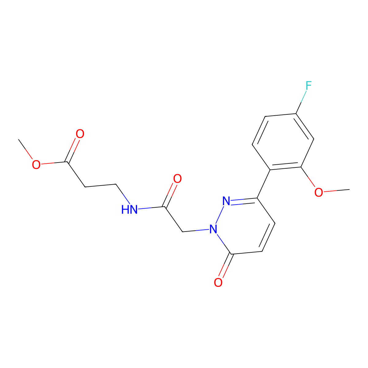 methyl 3-(2-(3-(4-fluoro-2-methoxyphenyl)-6-oxopyridazin-1(6H)-yl)acetamido)propanoate molecular structure, CAS 1401590-57-5