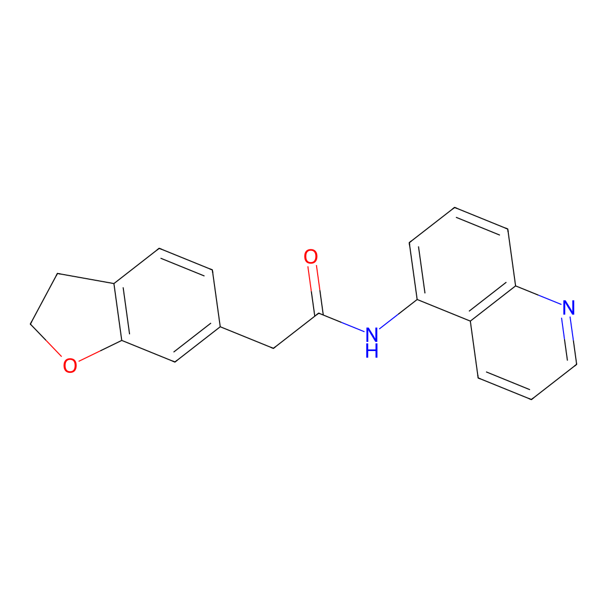 2-(2,3-dihydro-1-benzofuran-6-yl)-N-(quinolin-5-yl)acetamide molecular structure, CAS 1401590-67-7