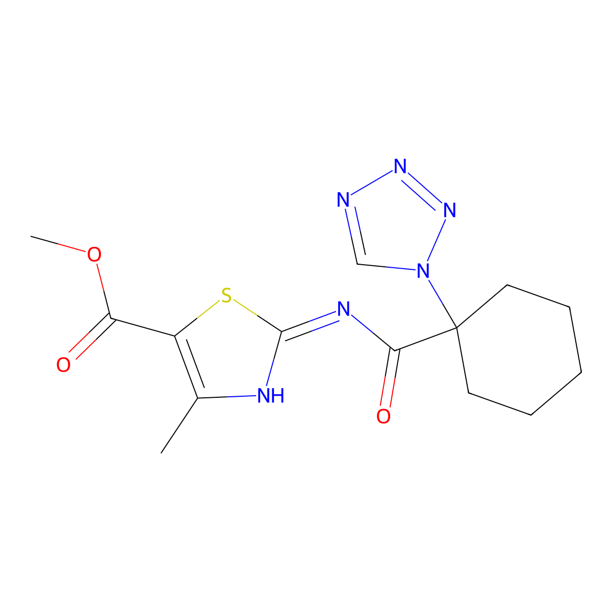 methyl 4-methyl-2-({[1-(1H-tetrazol-1-yl)cyclohexyl]carbonyl}amino)-1,3-thiazole-5-carboxylate molecular structure, CAS 1401590-75-7