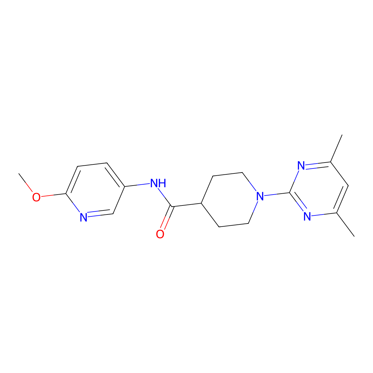 1-(4,6-dimethylpyrimidin-2-yl)-N-(6-methoxypyridin-3-yl)piperidine-4-carboxamide molecular structure, CAS 1401590-79-1