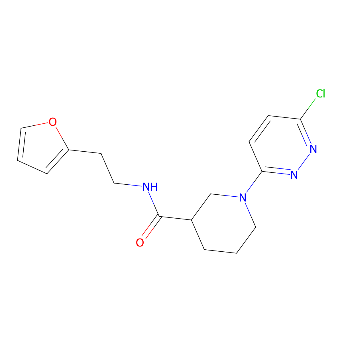 1-(6-chloropyridazin-3-yl)-N-(2-(furan-2-yl)ethyl)piperidine-3-carboxamide molecular structure, CAS 1401590-93-9